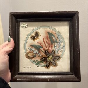 Ellen Kiefert~Feather Craft Art Prairie Pictures Framed Signed Original VTG BOHO